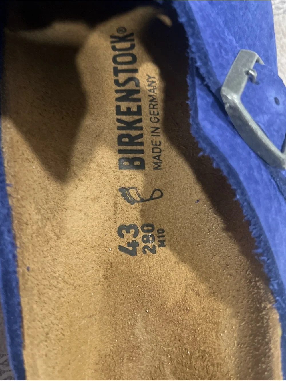 Birkenstock Blue Suede Clog Sandals Buckle Slip-On Solid Casual US 10